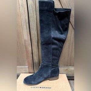 Lucky‎ Brand Black Suede Calypsow Over the Knee Wide Calf Boots